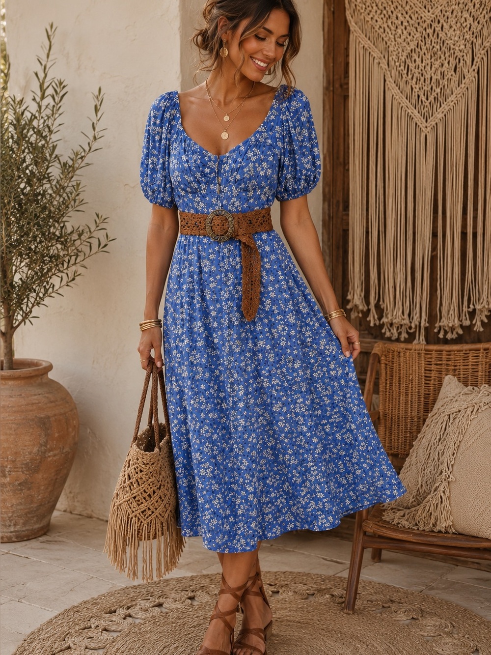 Nasty Gal Blue Floral Dress SZ US 6 NWT